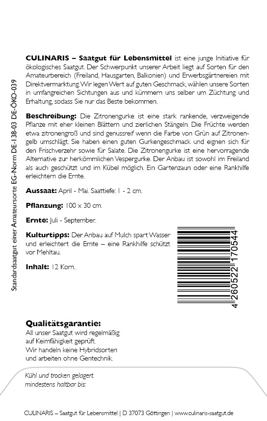 Zitronengurke, Lemon